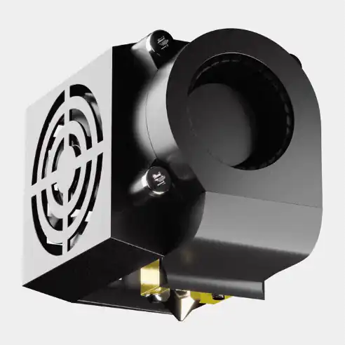 3D printer extruder printing a black part